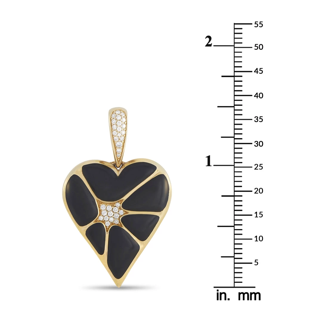 women Kabana 14K Yellow Gold 0.21 ct Diamond and Onyx Heart Pendant 5 women Kabana 14K Yellow Gold 0.21 ct Diamond and Onyx Heart Pendant - Image 3