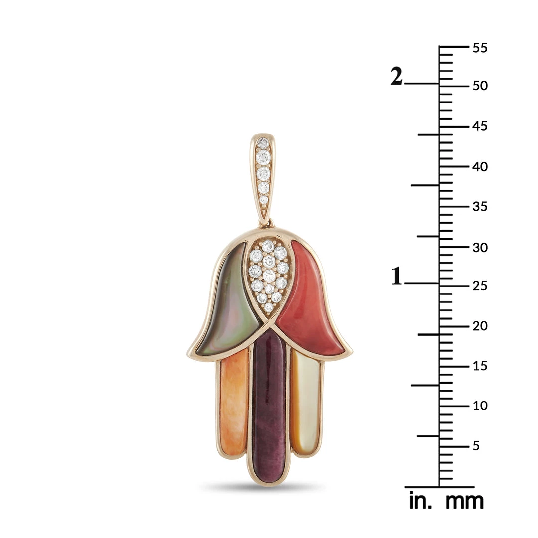 women Kabana 14K Yellow Gold 0.33 ct Diamond, Spiny, and Mother of Pearl Hamsa Pendant 5 women Kabana 14K Yellow Gold 0.33 ct Diamond, Spiny, and Mother of Pearl Hamsa Pendant - Image 3