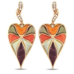 women Kabana 14K Yellow Gold 0.10 ct Diamond, Mother of Pearl, and Spiny Earrings