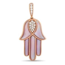 women Kabana 14K Rose Gold 0.33 ct Diamond and Mother of Pearl Hamsa Pendant