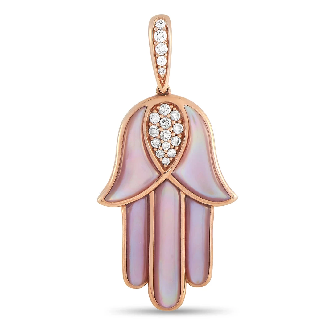 women Kabana 14K Rose Gold 0.33 ct Diamond and Mother of Pearl Hamsa Pendant 3 women Kabana 14K Rose Gold 0.33 ct Diamond and Mother of Pearl Hamsa Pendant