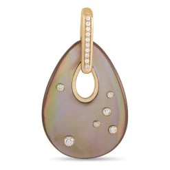 women Kabana 14K Yellow Gold 0.21 ct Diamond and Mother of Pearl Pendant