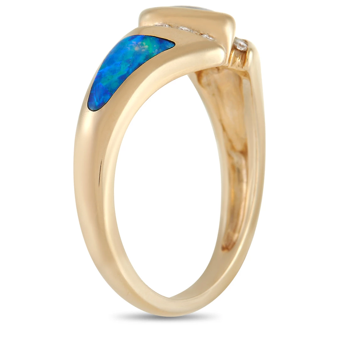 women Kabana 14K Yellow Gold 0.12 ct Diamond, Tanzanite, and Inlaid Opal Ring 4 women Kabana 14K Yellow Gold 0.12 ct Diamond, Tanzanite, and Inlaid Opal Ring - Image 2